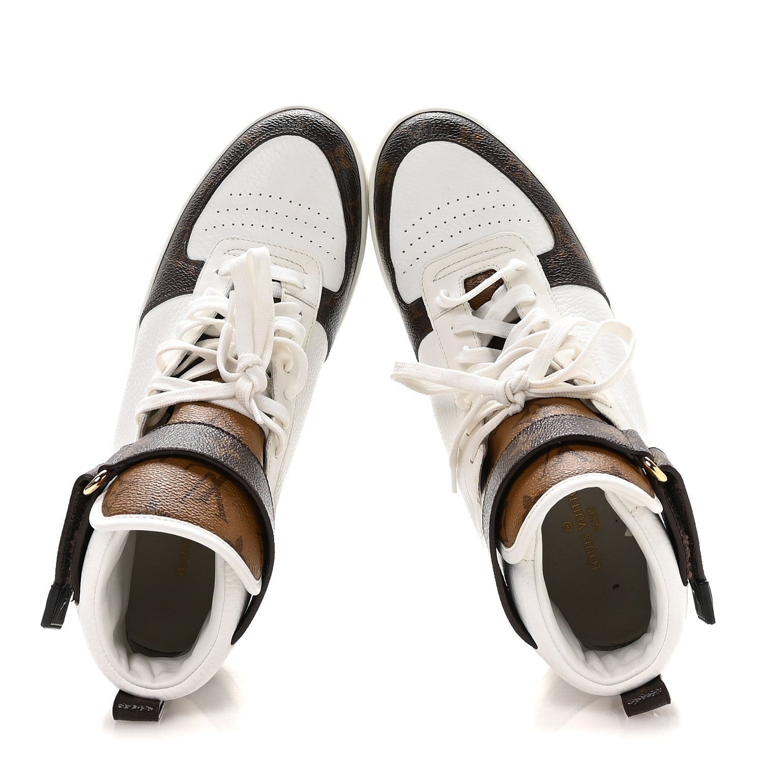 Louis Vuitton Grained Calfskin Monogram Boombox Sneaker Boots 39 White