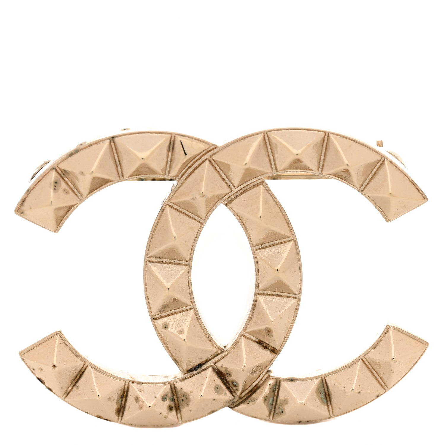Chanel Studded CC Pin Brooch Gold
