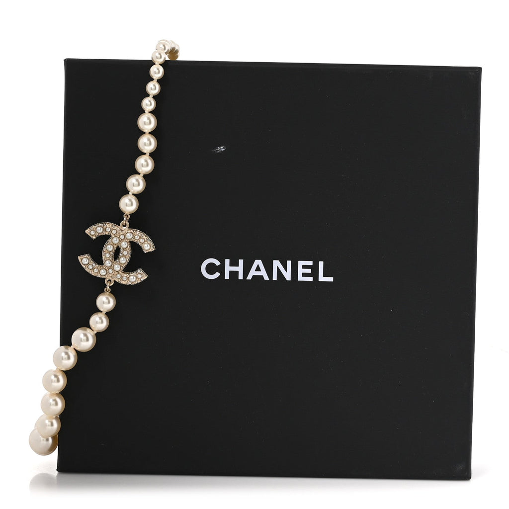 Pearl CC 100th Anniversary Necklace Light Gold