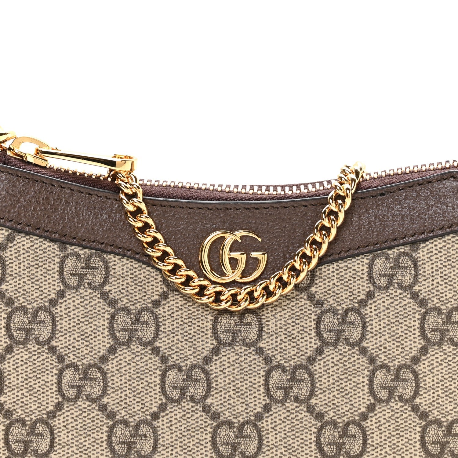 Gucci GG Supreme Monogram Textured Dollar Calfskin Mini Ophidia Chain Bag Beige Ebony