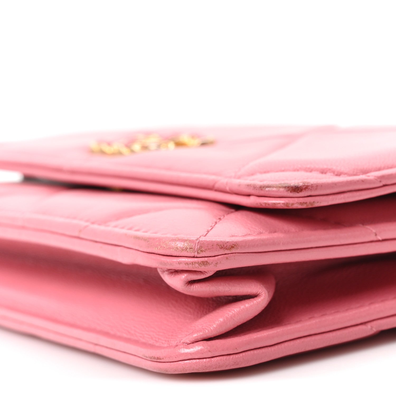 Chanel Lambskin Quilted Chanel 19 Wallet On Chain WOC Pink