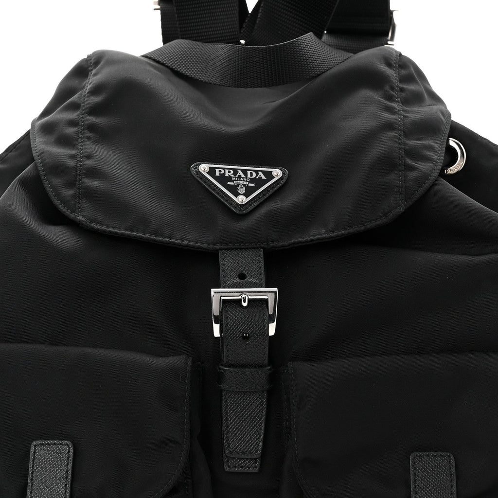 Prada Tessuto Nylon Saffiano Medium Backpack Black