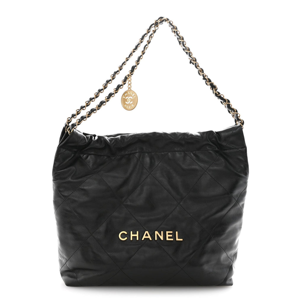 Chanel Shiny Calfskin Quilted Small Chanel 22 Black