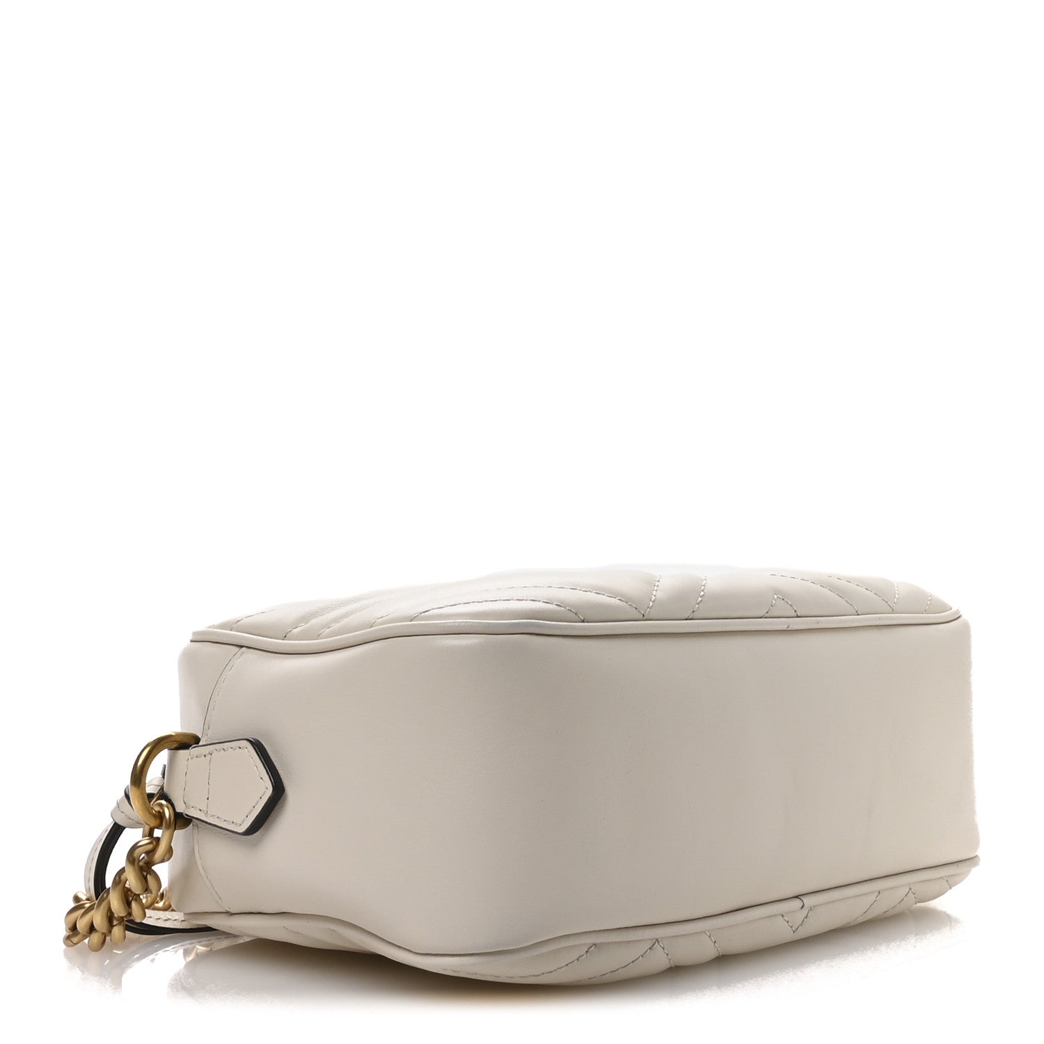 Gucci Calfskin Matelasse Small GG Marmont Chain Shoulder Bag White