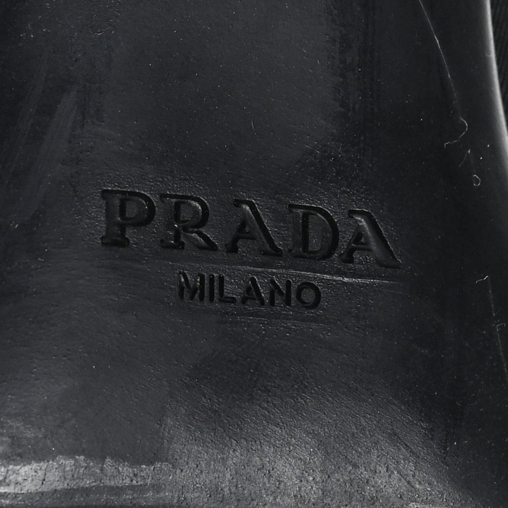 Prada Spazzolato Re-Nylon Metal Triangle Logo 110mm Ankle Boots 37 Black