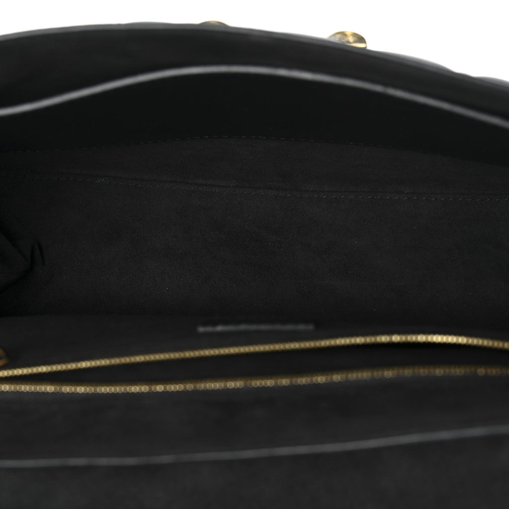 Louis Vuitton Lambskin Flower Quilted Twist Shoulder Bag GM Black