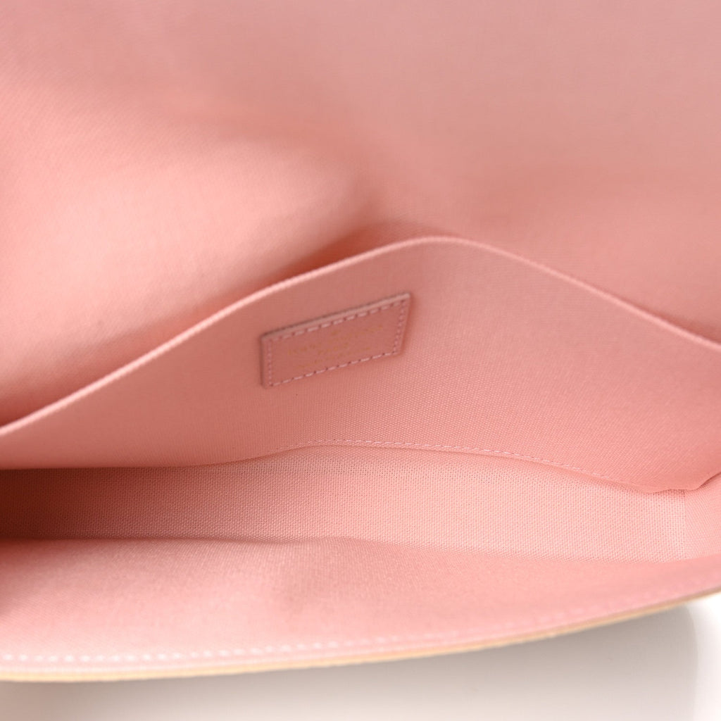 Louis Vuitton Damier Azur Pochette Felicie Chain Wallet Rose Ballerine