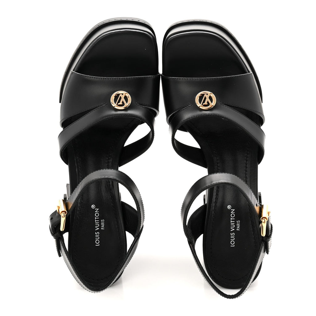 Louis Vuitton Calfskin Maya Platform Sandals 36.5 Black