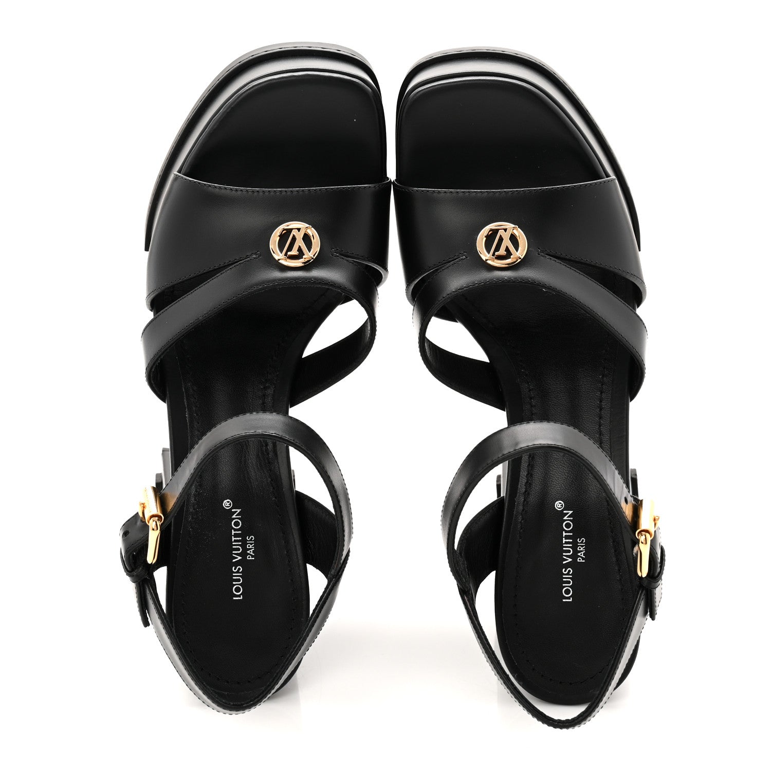Louis Vuitton Calfskin Maya Platform Sandals 36.5 Black