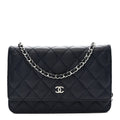 Chanel Caviar Quilted Wallet on Chain WOC Navy Blue