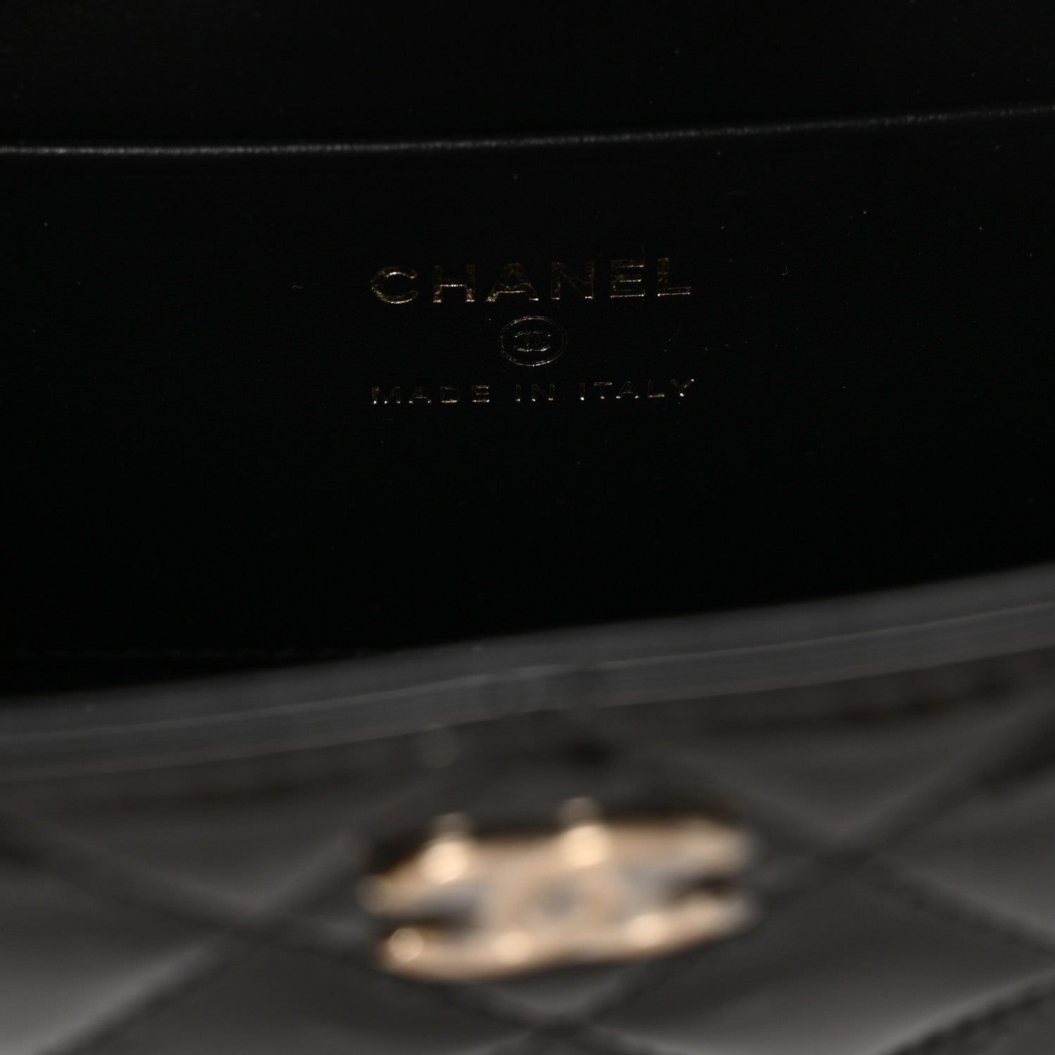 Chanel Patent Calfskin Quilted Pearl Clutch With Chain Black