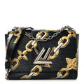 Louis Vuitton Epi Chain Flower Twist Shoulder Bag MM Black