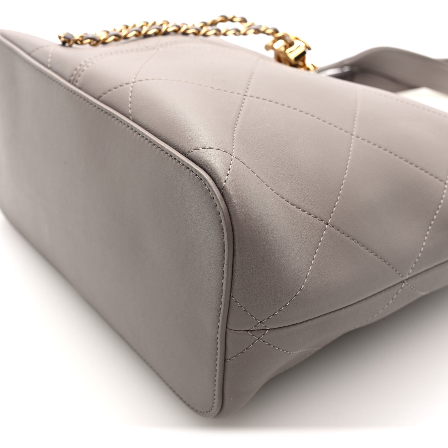 Chanel Calfskin Quilted Shopping Bag Dark Grey