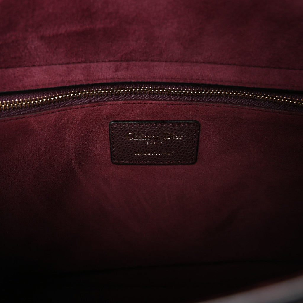 Christian Dior Grained Calfskin Large Lady Dior Burgundy