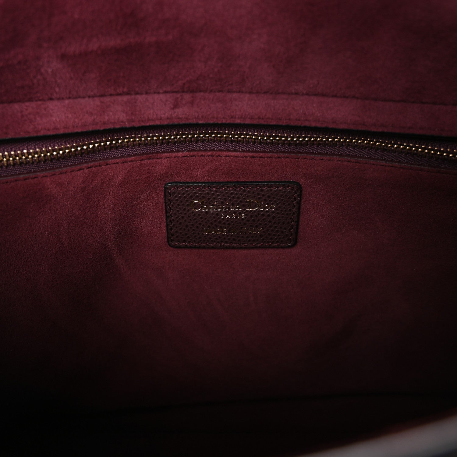 Christian Dior Grained Calfskin Large Lady Dior Burgundy