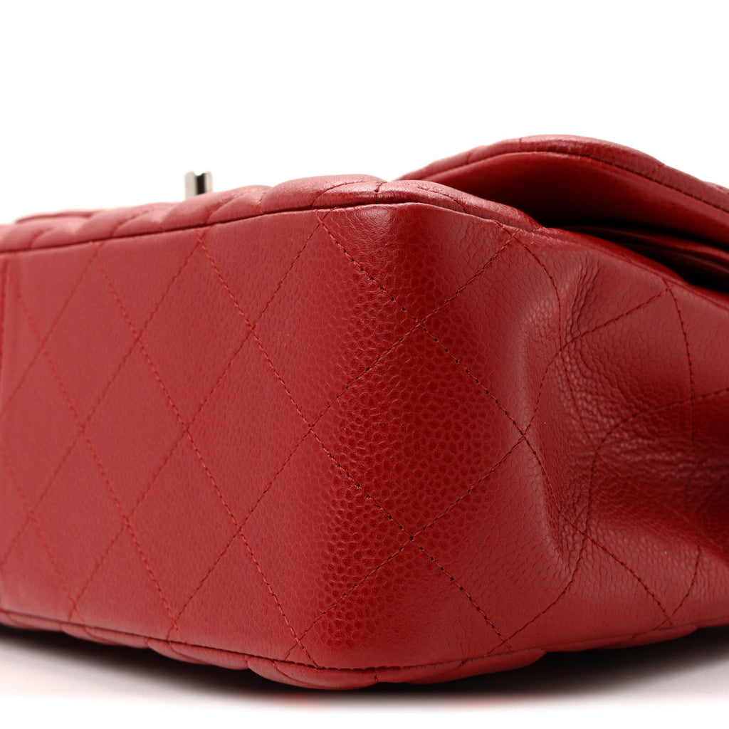 Chanel Caviar Quilted Jumbo Double Flap Dark Red