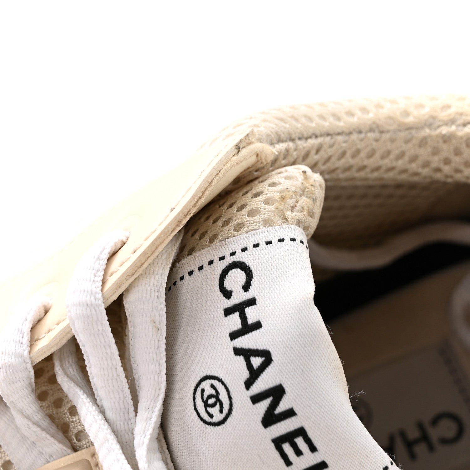 Fabric Laminated Calfskin Stretch CC Sneakers 37 Ivory White Silver