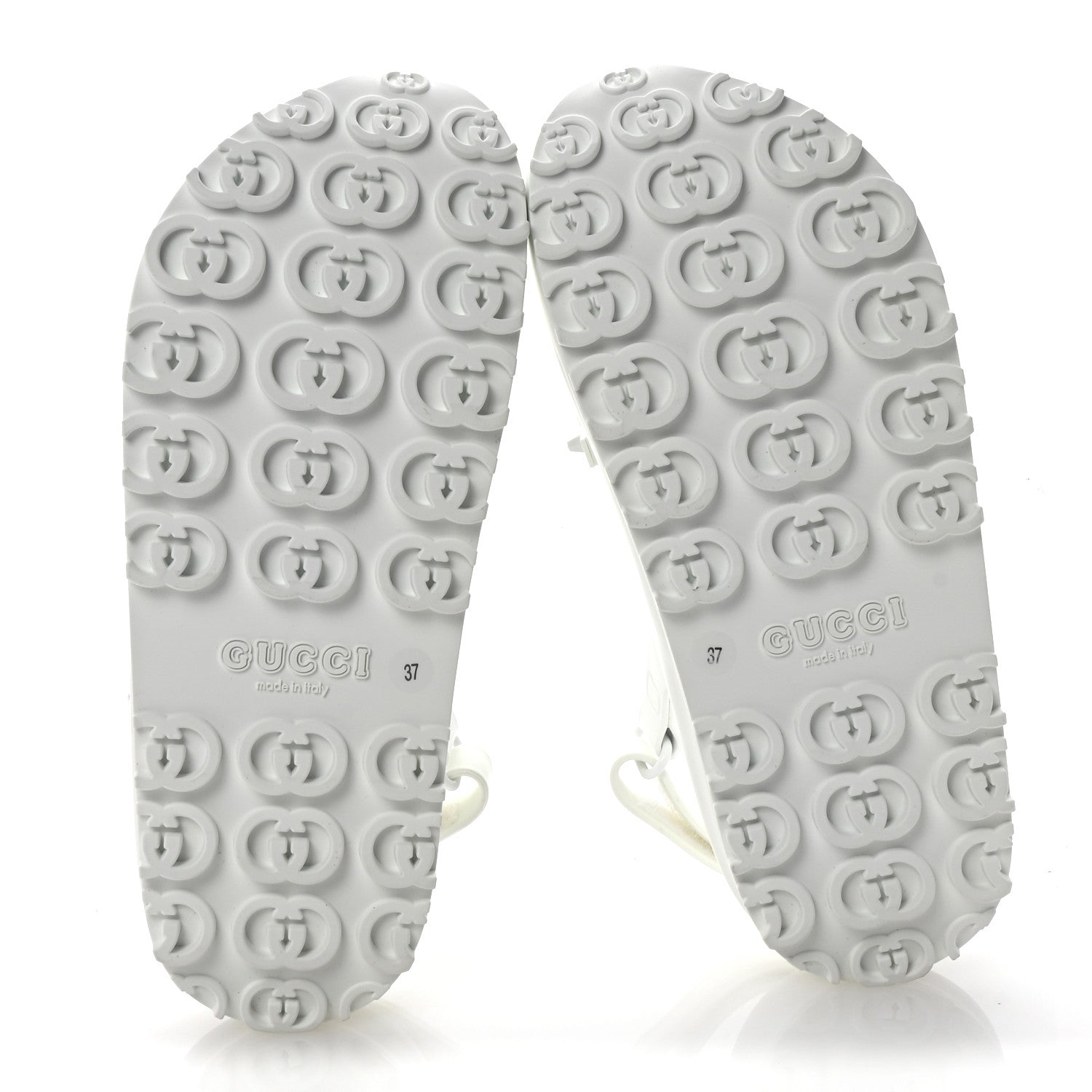 Gucci Soft Rubber Horsebit Touch Womens Strapped Sandals 37 Great White