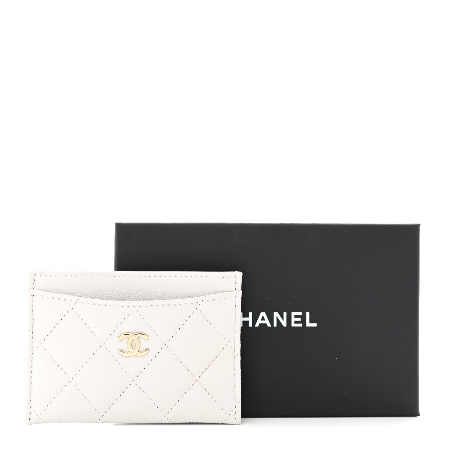 Caviar Quilted Card Holder Grey
