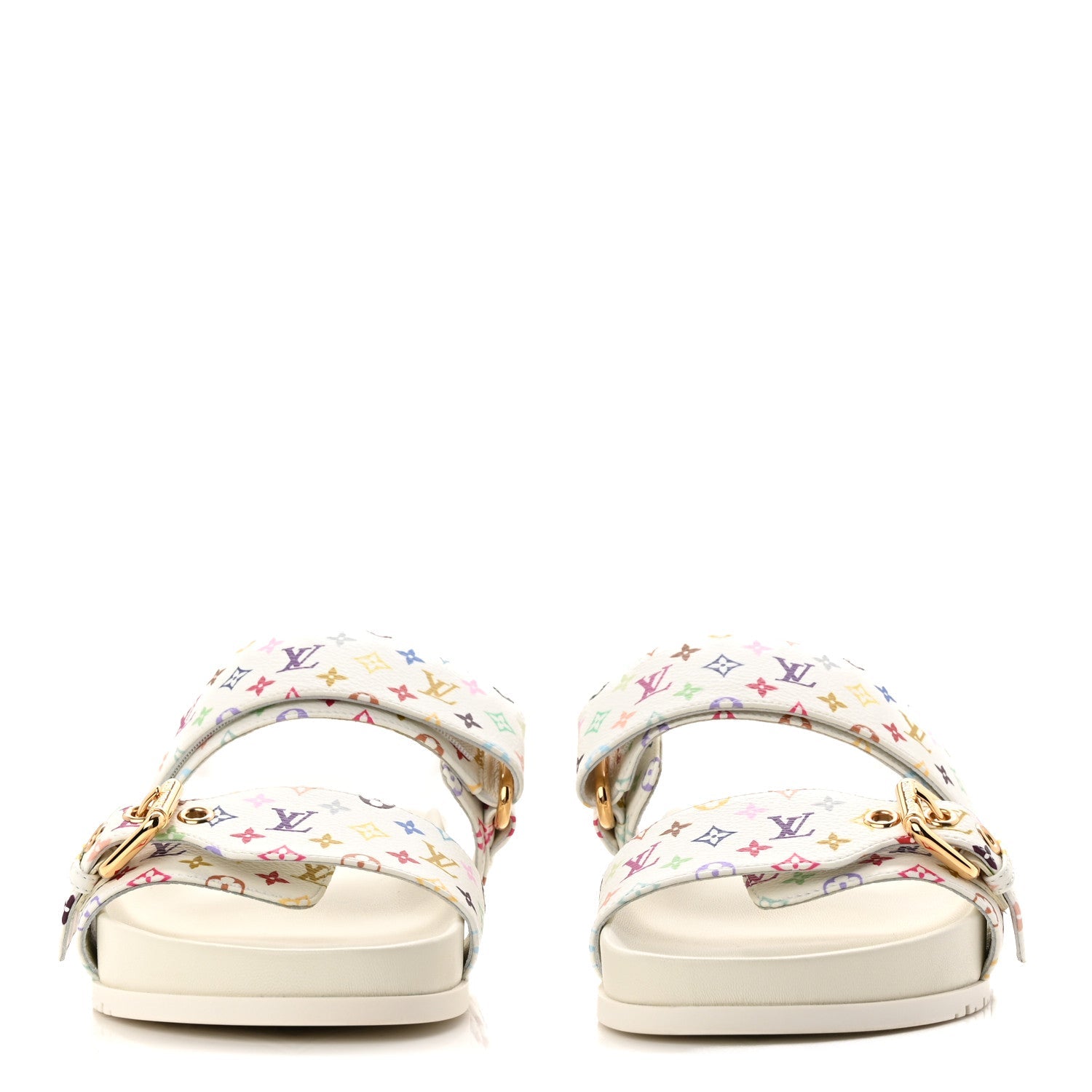 Louis Vuitton LV X TM Monogram Multicolor Bom Dia Comfort Mule Sandals 38.5 White