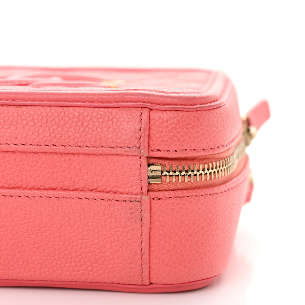 Chanel Caviar Quilted Small CC Filigree Vanity Case Coral