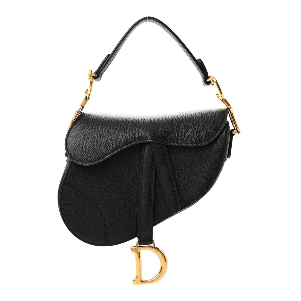 Christian Dior Grained Calfskin Mini Saddle Bag Black