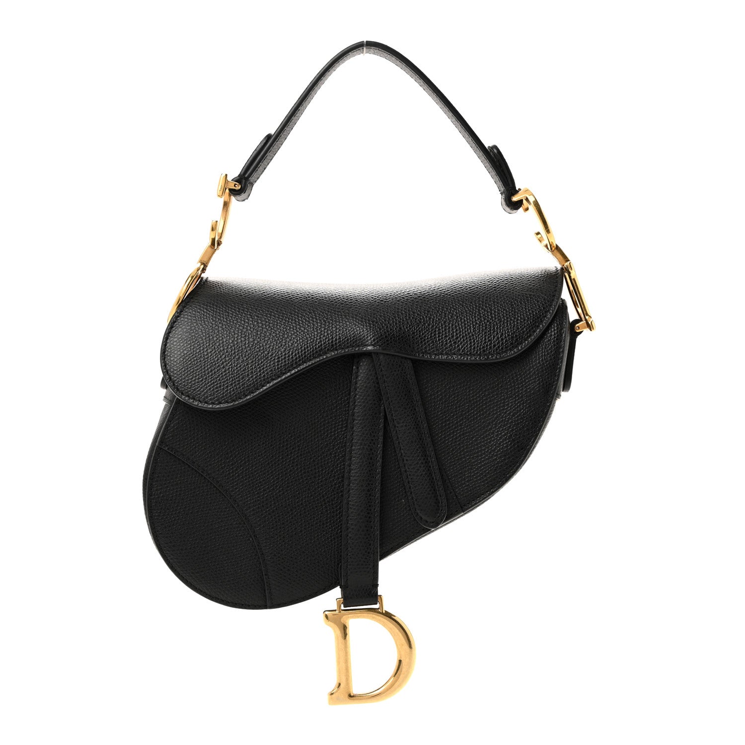 Christian Dior Grained Calfskin Mini Saddle Bag Black