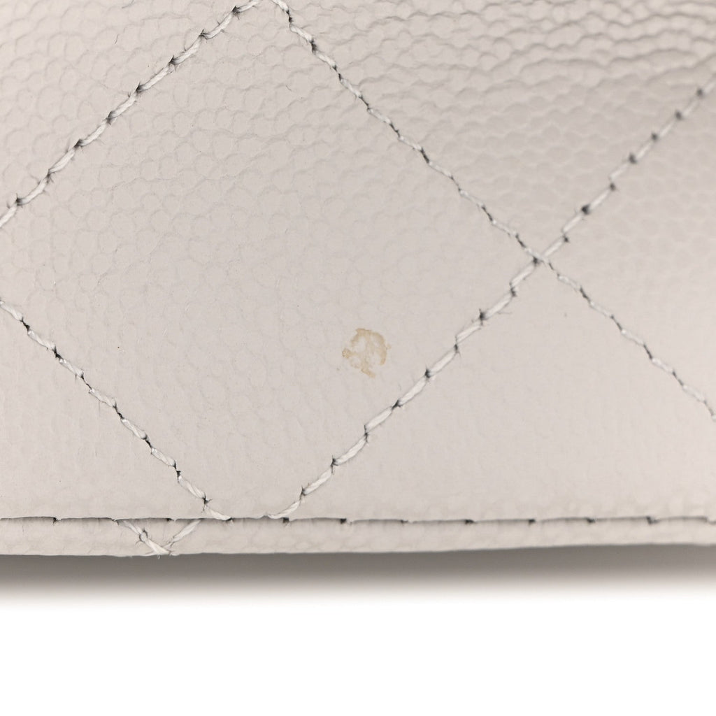 Chanel Caviar Quilted Medium Double Flap Light Grey