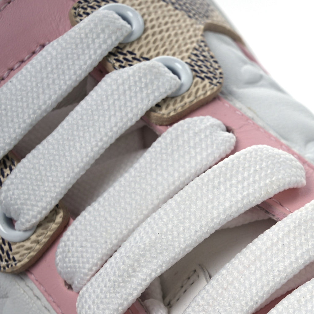 Louis Vuitton Monogram Embossed Calfskin Damier Azur Time Out Sneakers 36 Rose Clair Pink