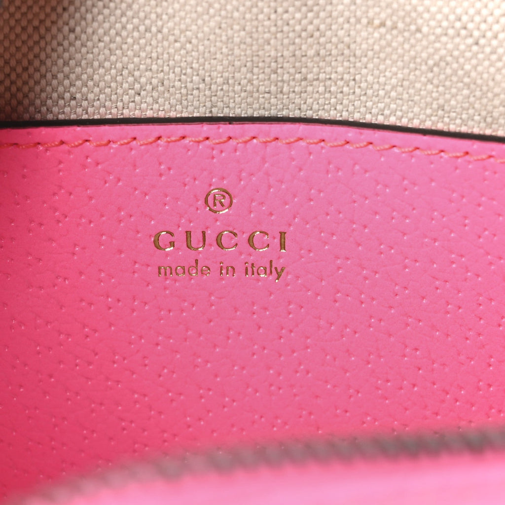 Gucci GG Supreme Monogram Textured Dollar Calfskin Web Ophidia Small Crossbody Bag Beige Ebony Fuchsia
