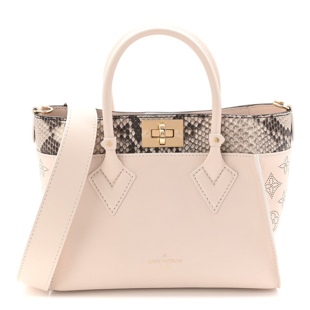 Louis Vuitton Calfskin Karung Snakeskin Mahina On My Side PM Quartz White