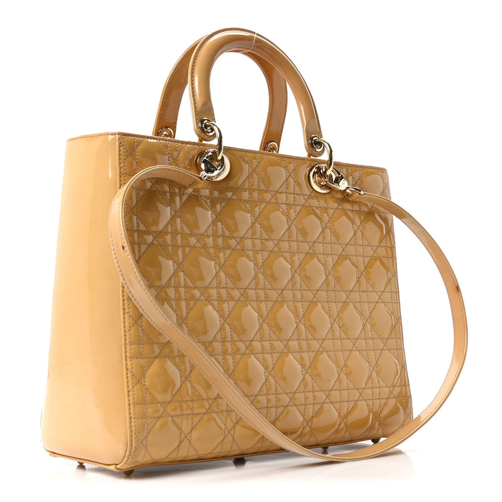 Christian Dior Patent Cannage Large Lady Dior Beige