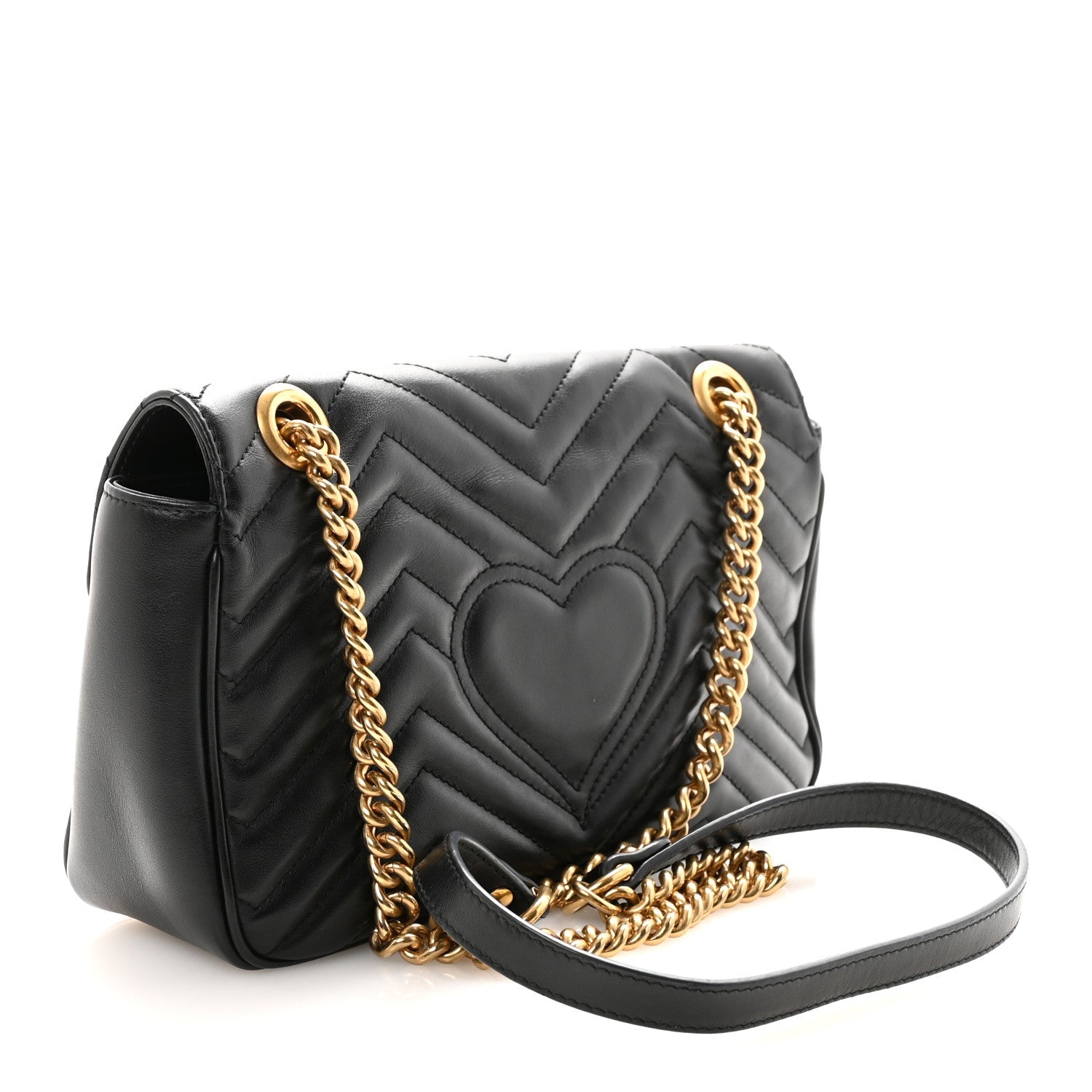Gucci Calfskin Matelasse Small GG Marmont Shoulder Bag Black