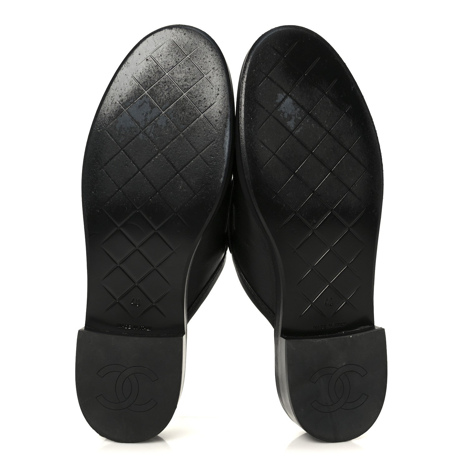 Lambskin Quilted CC Turnlock Mules 40 Black