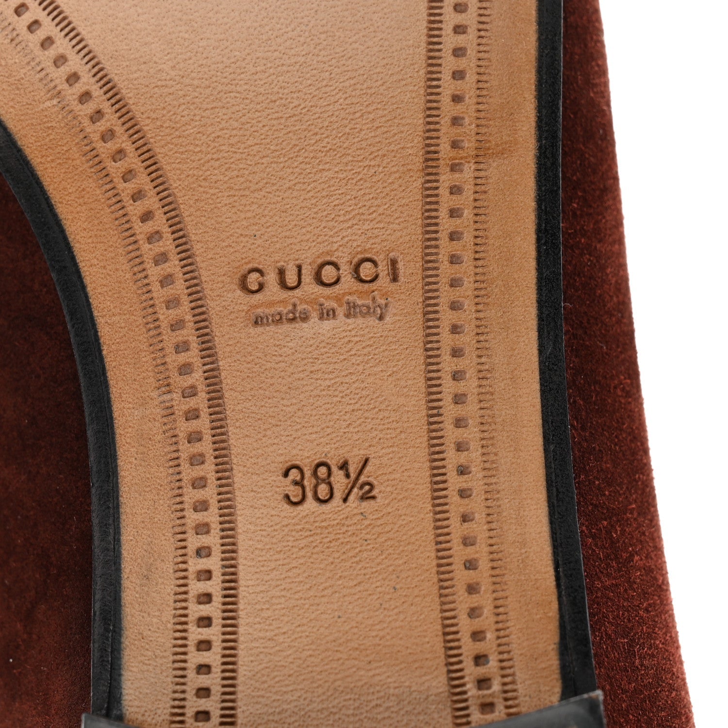 Gucci Suede Horsebit Womens Jordaan Loafers 38.5 Brown