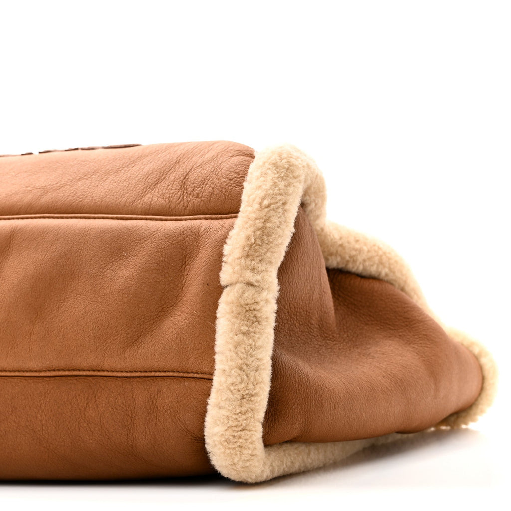 Chanel Lambskin Shearling Medium Deauville Tote Brown
