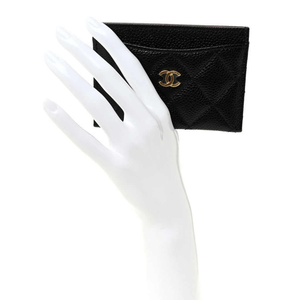 Caviar Quilted Card Holder Black