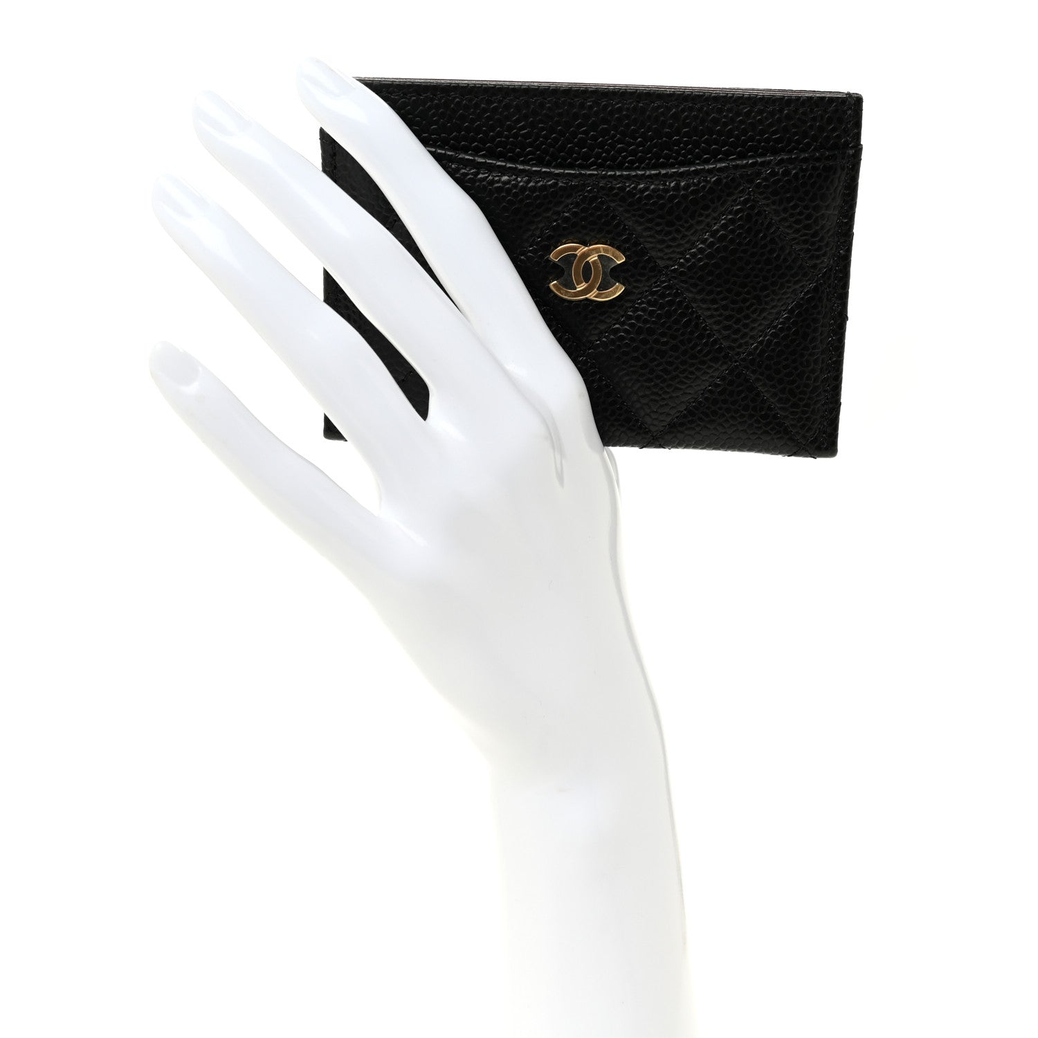 Caviar Quilted Card Holder Black
