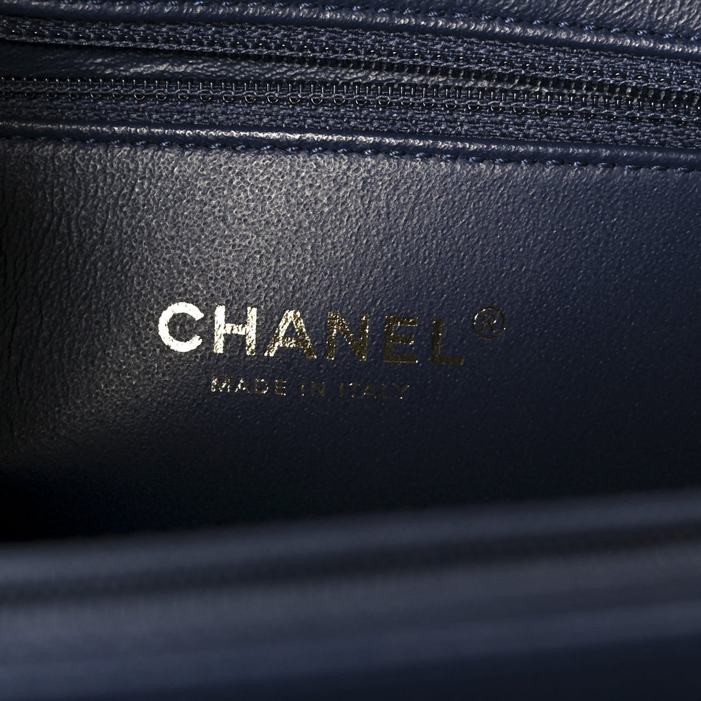 Chanel Tweed Snakeskin Quilted Medium CC Filigree Vanity Case Dark Navy