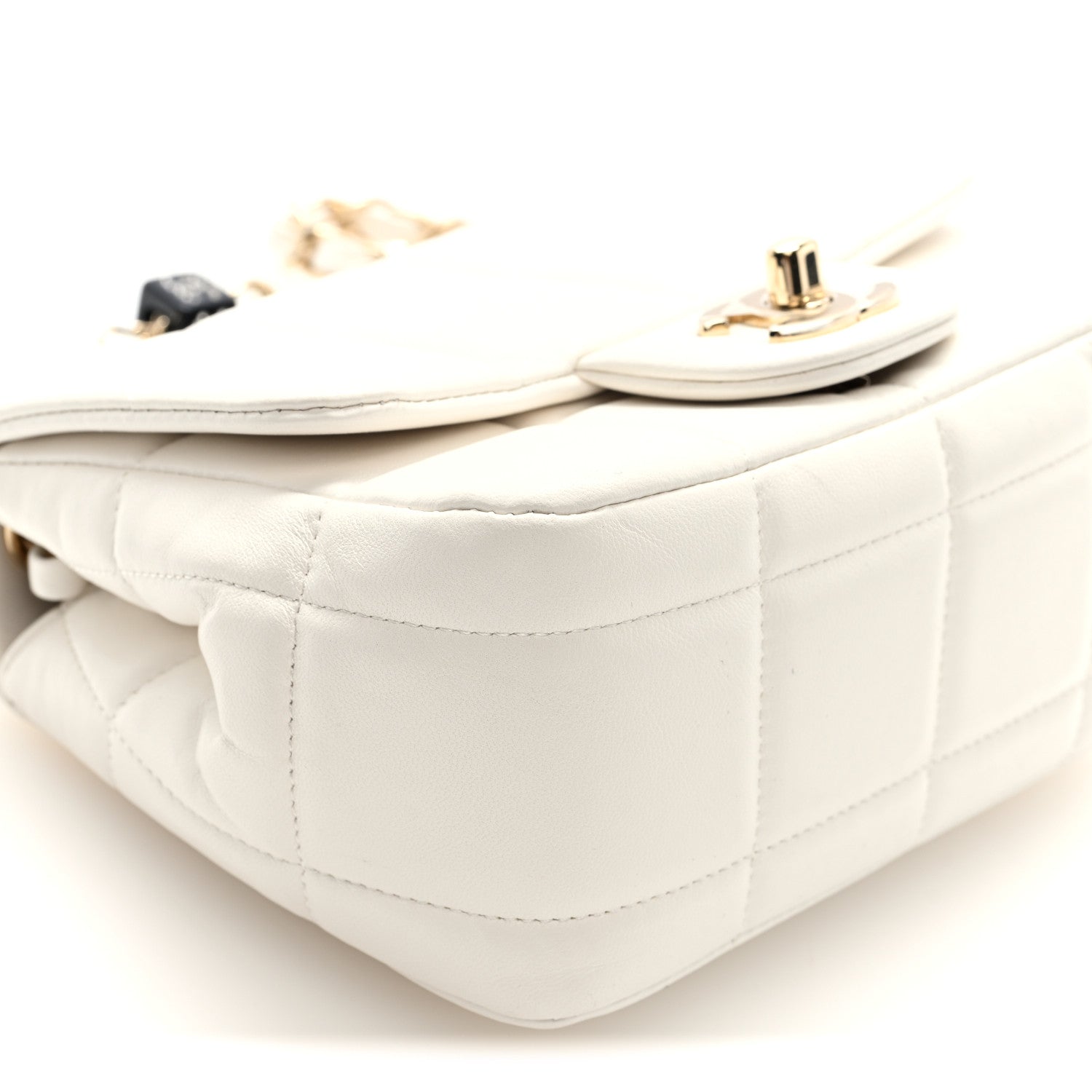 Chanel Lambskin Resin Crystal Square Quilted Mini Monacoco Flap White