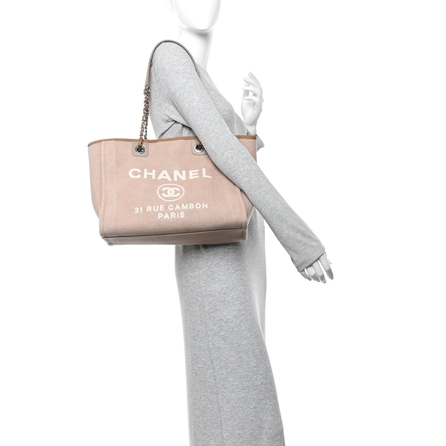 Chanel Mixed Fibers Small Deauville Tote Beige