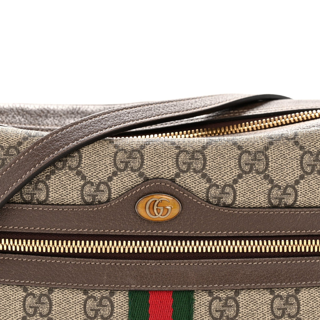 Gucci GG Supreme Monogram Web Small Ophidia Shoulder Bag Brown