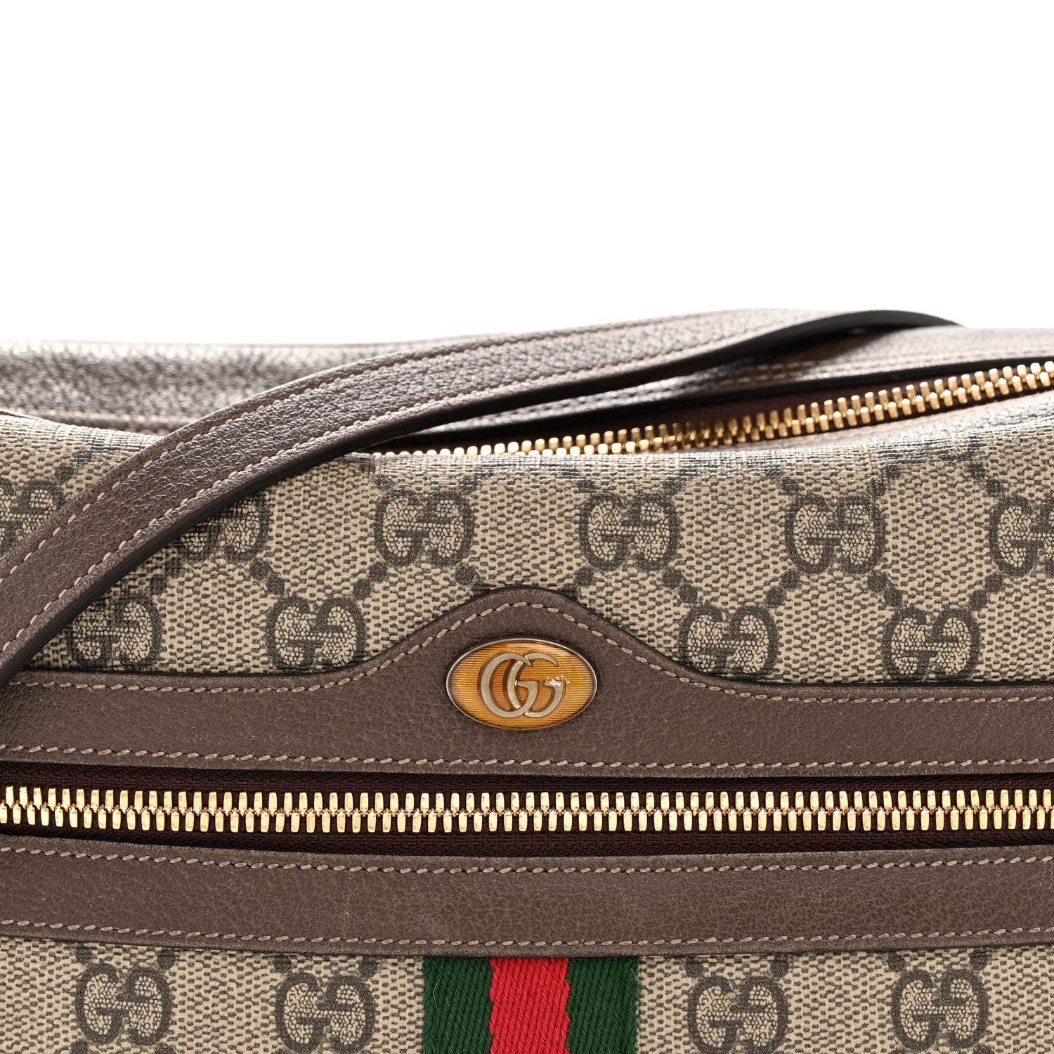 Gucci GG Supreme Monogram Web Small Ophidia Shoulder Bag Brown