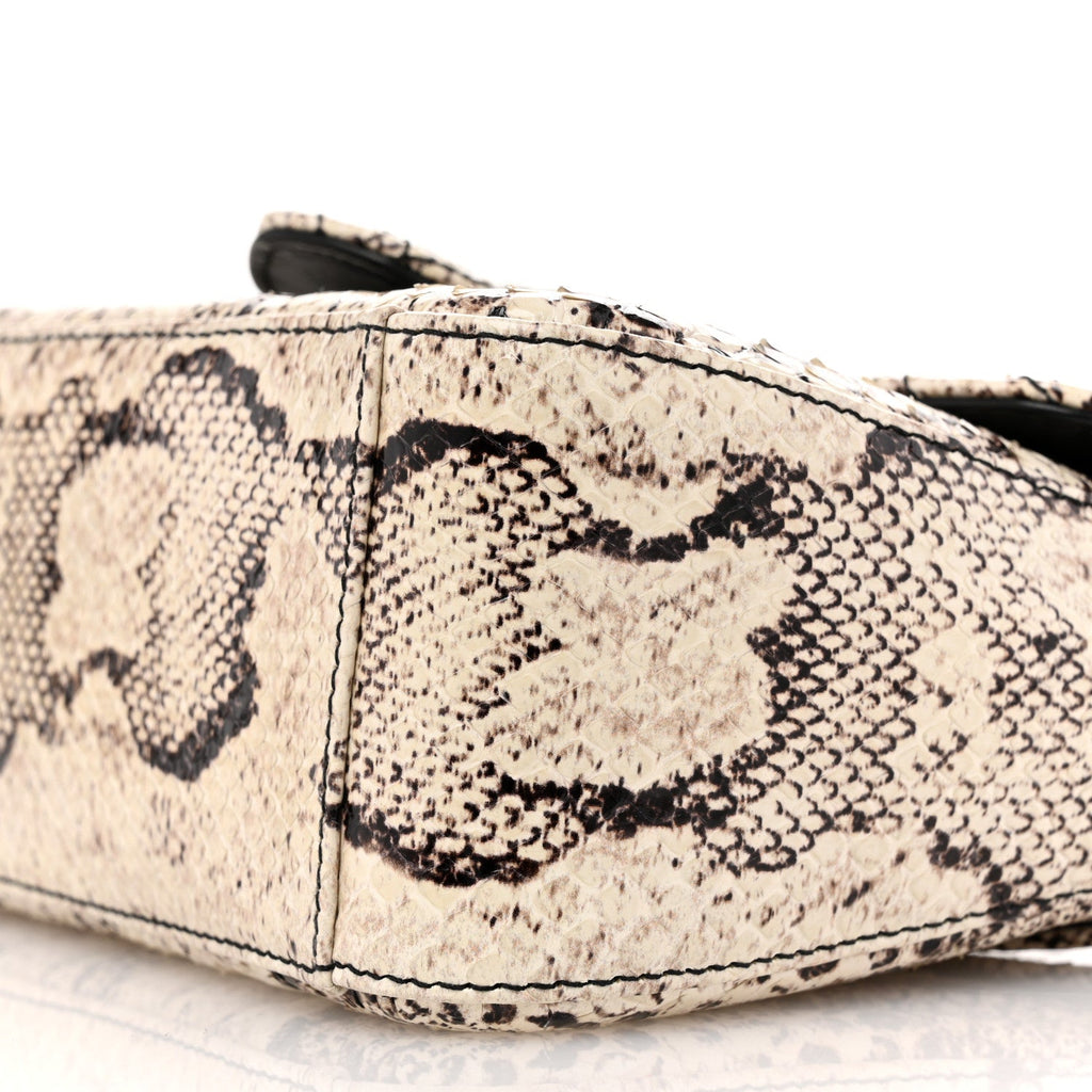 Gucci Snakeskin Matelasse Aria Mini GG Marmont Top Handle Shoulder Bag Roccia
