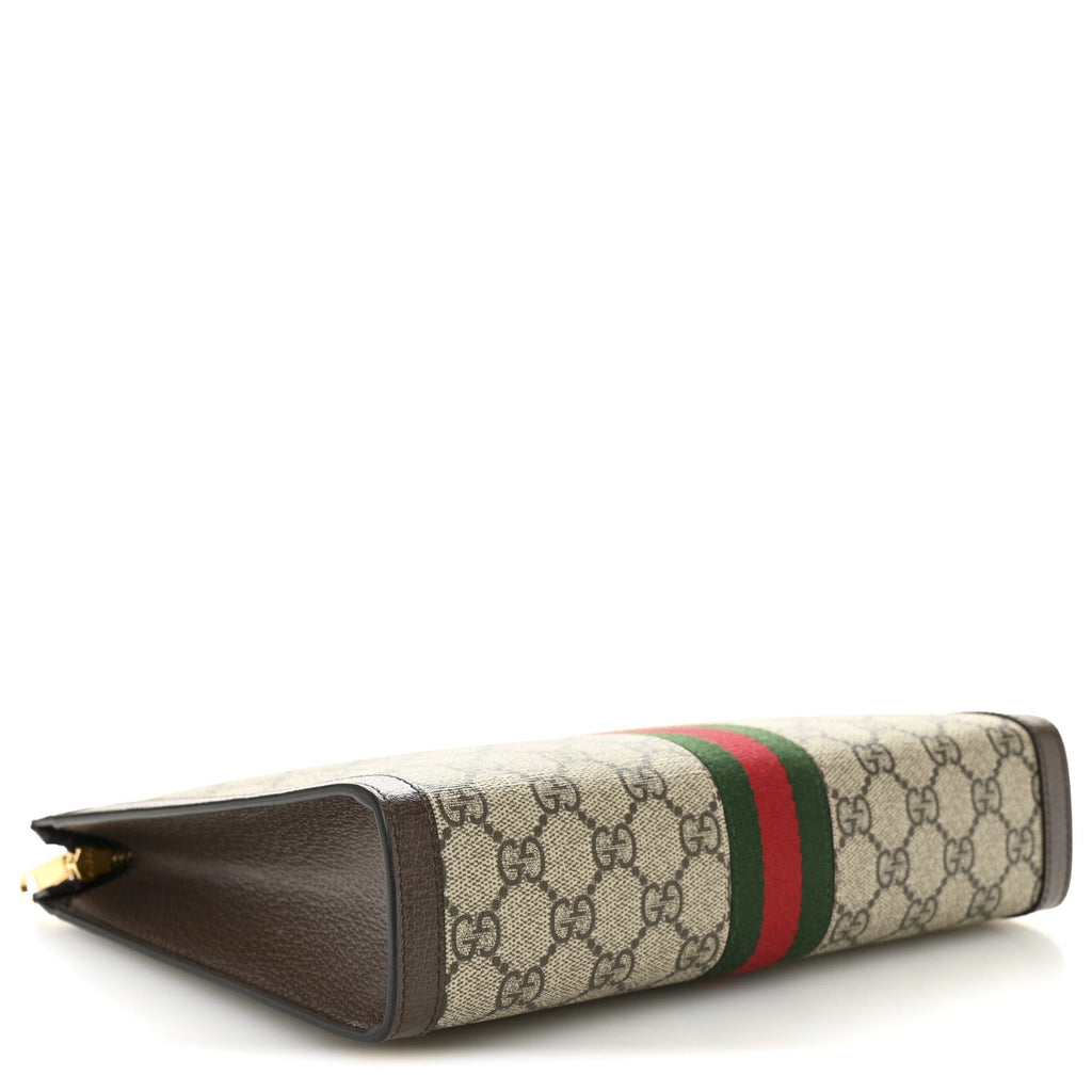 Gucci GG Supreme Monogram Web Ophidia Pouch Brown