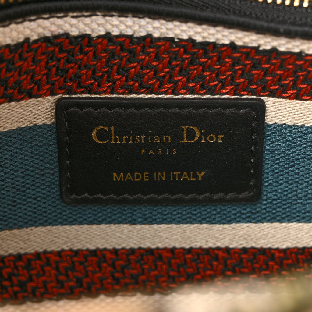 Christian Dior Canvas Constellation Embroidered Medium Lady D-Lite Latte Multicolor