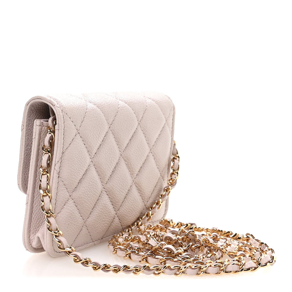 Chanel Caviar Quilted Miss Coco Clutch With Chain Light Purple