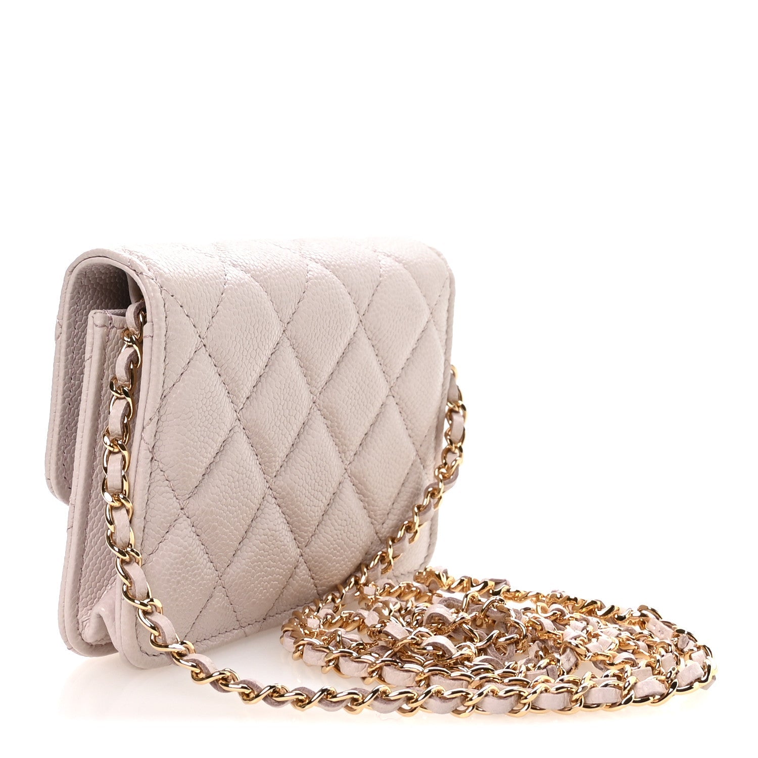 Chanel Caviar Quilted Miss Coco Clutch With Chain Light Purple