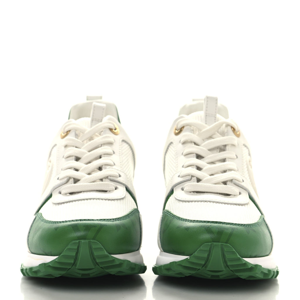 Louis Vuitton Calfskin Monogram Run Away Sneakers 36 White Green