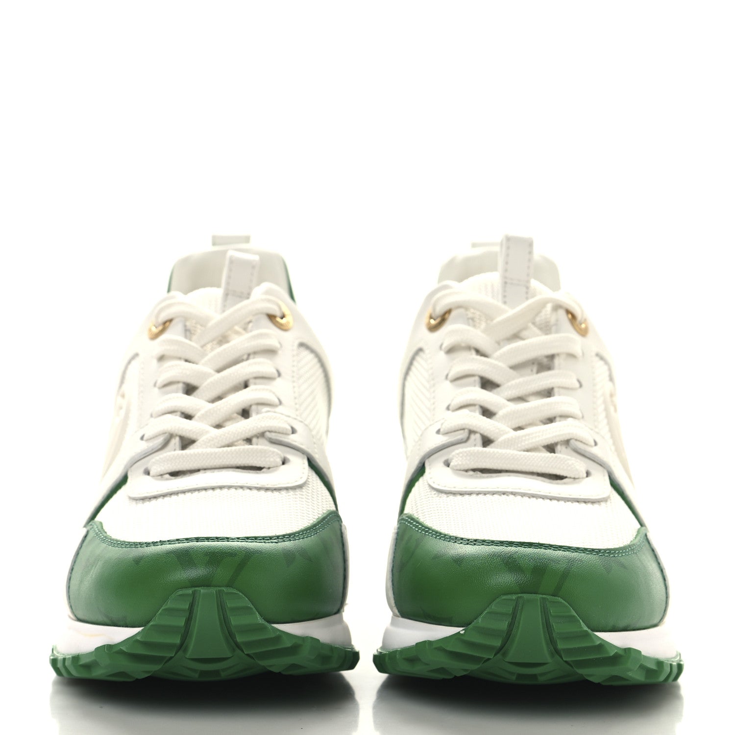 Louis Vuitton Calfskin Monogram Run Away Sneakers 36 White Green